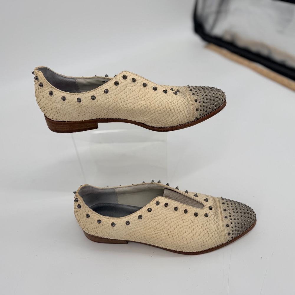 Zadig & Voltaire Cream Studded Slip-On Loafers - Picture 13 of 14